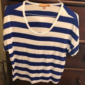 royal blue striped ellen tracy shirt